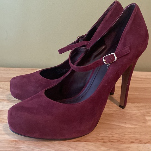 BCBG Suede Leather Platform MaryJane Paulie Heels - Picture 2 of 14